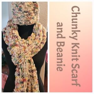 Chunky Knit Scarf and Beanie Set